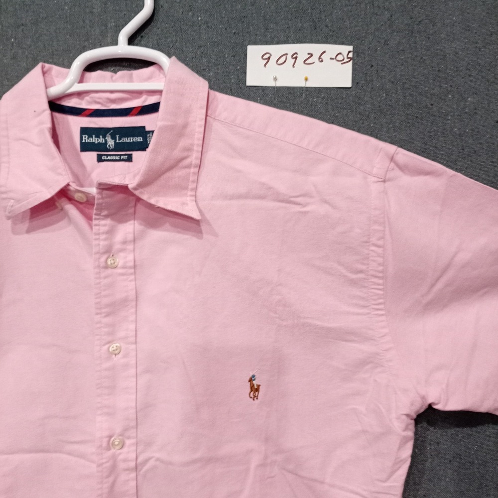 Ralph Lauren Mens XLT Classic Fit Pink Oxford Short Sleeve Button Down Shirt